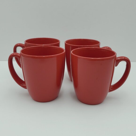 Corelle Strokes of Color Red Mugs Corning Brushed Red Cranberry Red Mugs - Picture 1 of 6